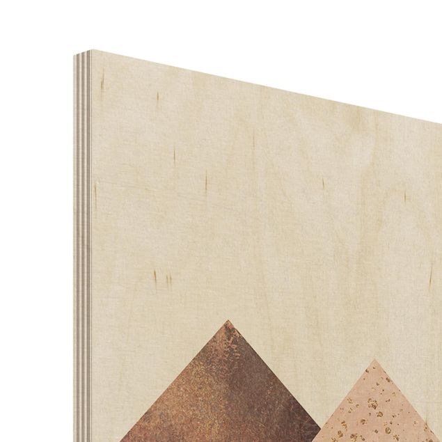 Print on wood - Geometric Mountains Bronze