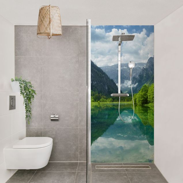 Shower wall cladding - Mountain Lake With Reflection