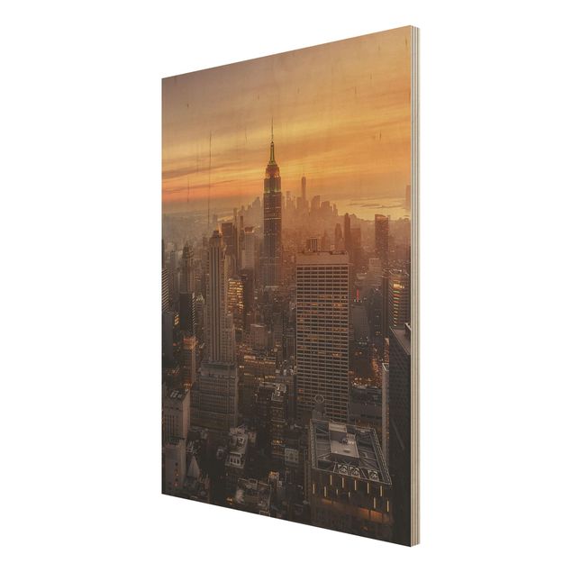 Wood print - Manhattan Skyline Evening