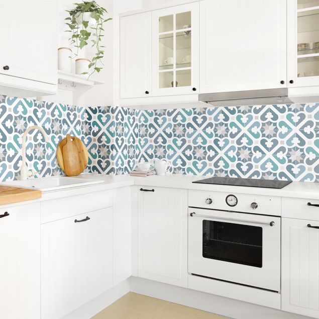 Kitchen splashback abstract Geometrical Tiles - Water