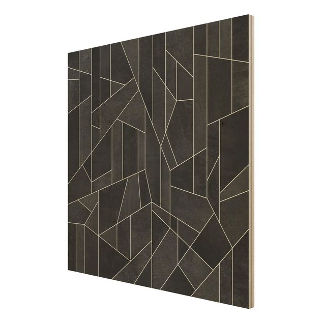 Print on wood - Black And White Geometric Watercolour