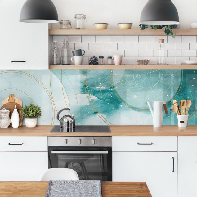 Kitchen wall cladding - Magic Golden Starry Sky II