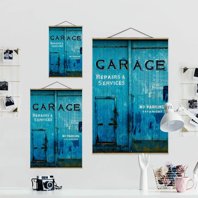 Fabric print with poster hangers - Garage Door