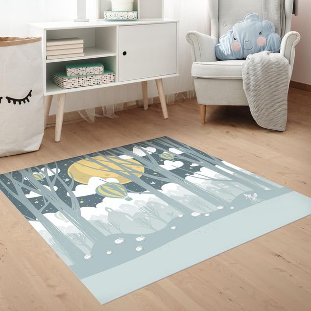 contemporary rugs Moon With Trees And Houses
