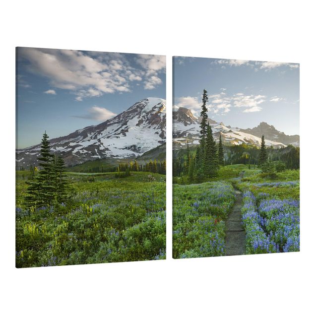 Print on canvas 2 parts - Mountain View Meadow Path