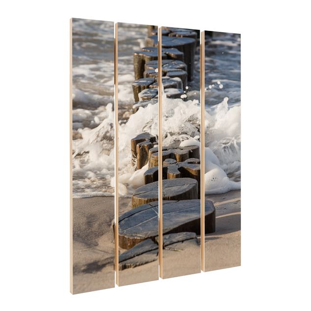 Print on wood - Breakwater On The Beach