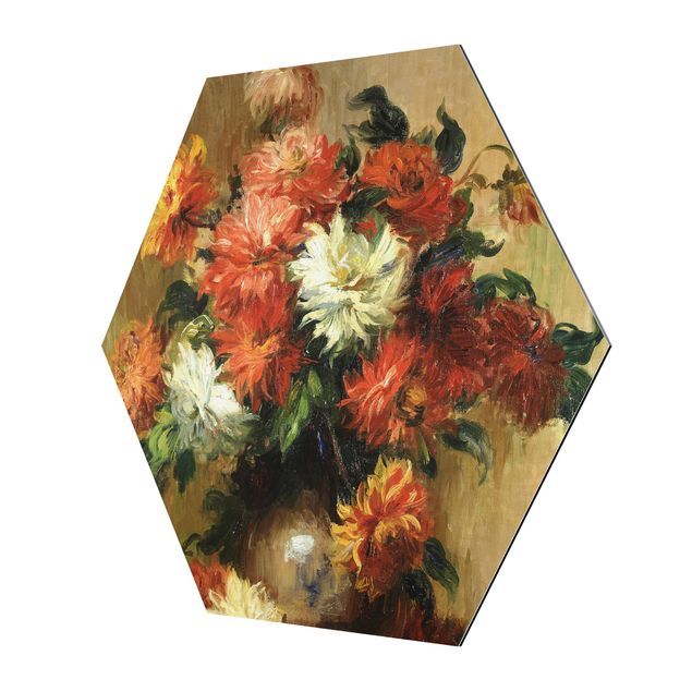 Alu-Dibond hexagon - Auguste Renoir - Still Life with Dahlias