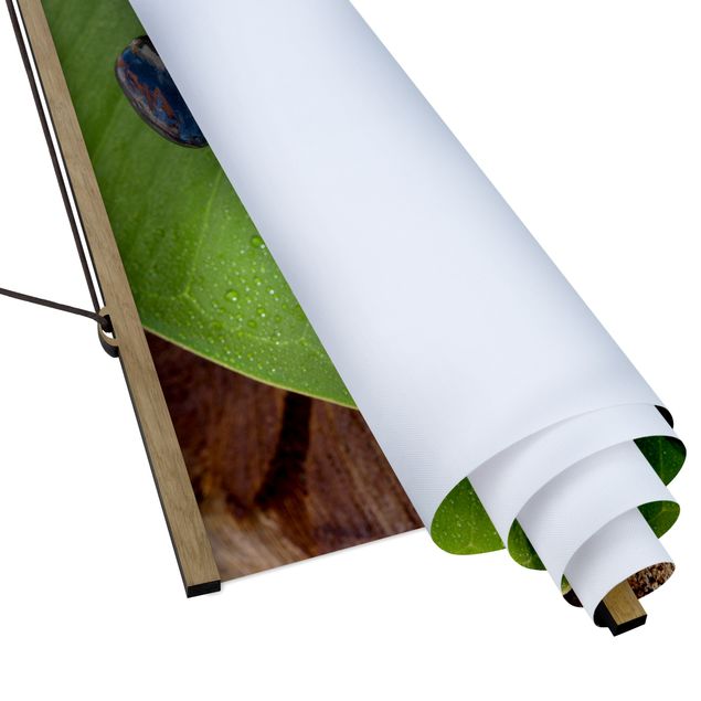 Fabric print with poster hangers - Stone Tower On Green Leaf
