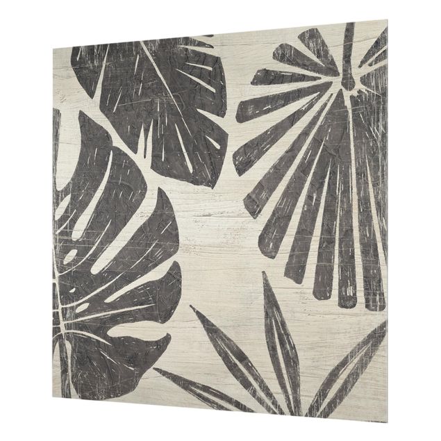 Glass Splashback - Palm Leaves Against A Light Gray - Square 1:1