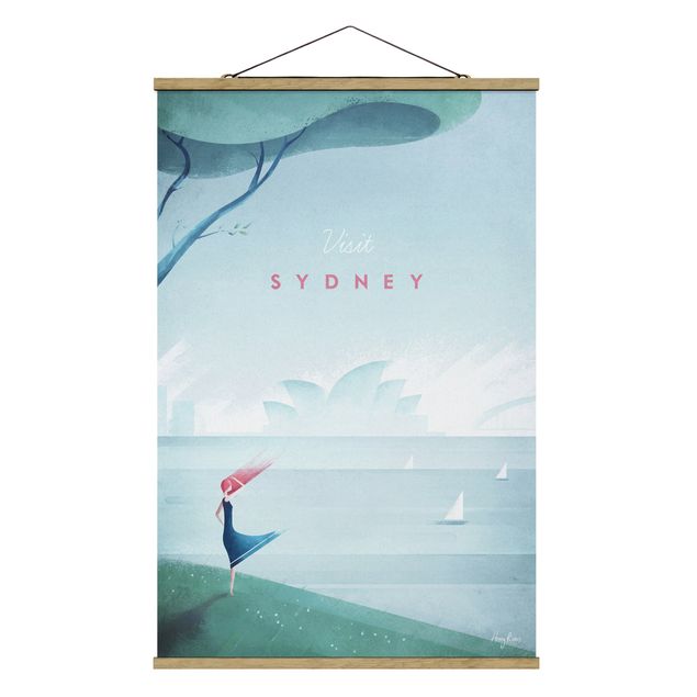 Fabric print with poster hangers - Travel Poster - Sidney