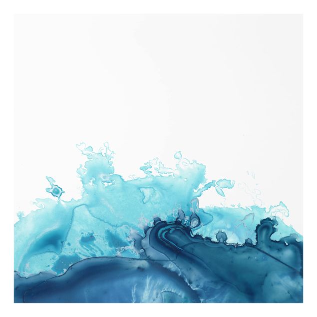 Glass splashback Wave Watercolor Blue I