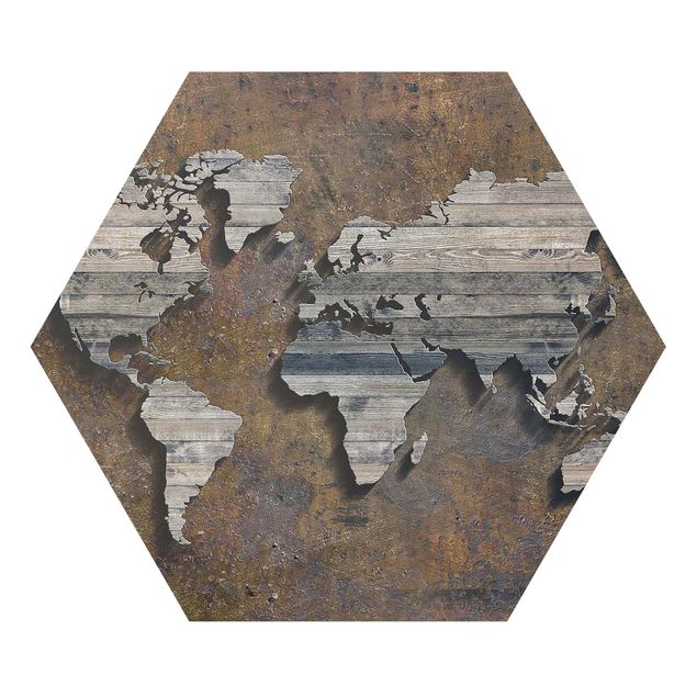 Forex hexagon - Wooden Grid World Map