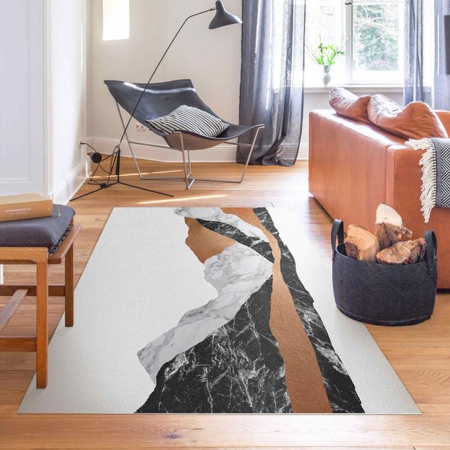 Vinyl Floor Mat - Landscape In Marble And Copper - Landscape Format 3:2