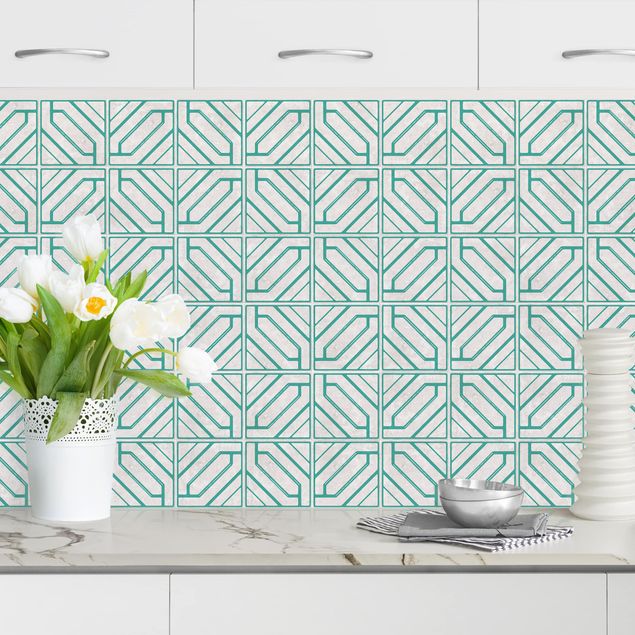 Kitchen splashback patterns Rhomboidal Geometry Turquoise