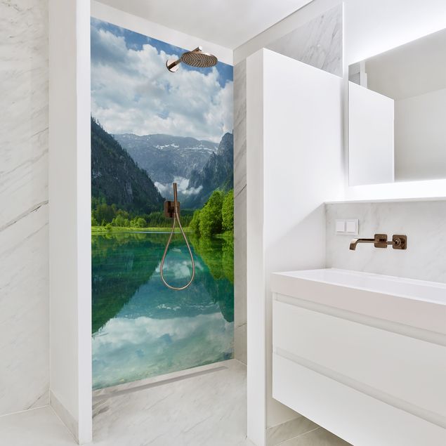 Shower wall cladding - Mountain Lake With Reflection