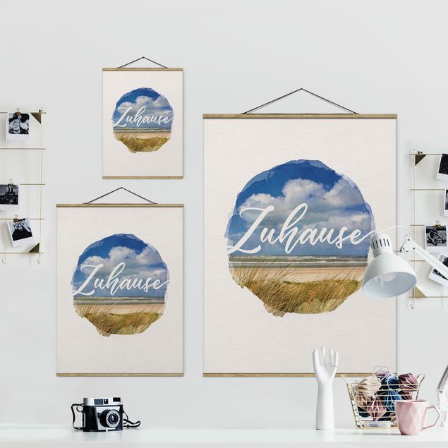 Fabric print with poster hangers - WaterColours - Home
