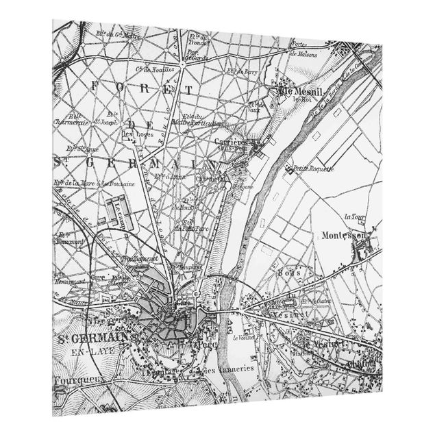 Splashback - Vintage Map St Germain Paris - Square 1:1