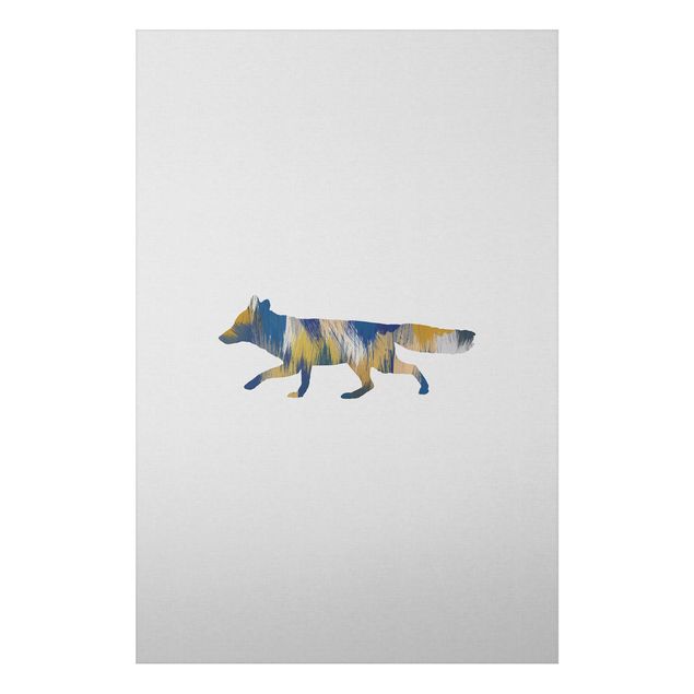 Print on aluminium - Fox In Blue And Yellow