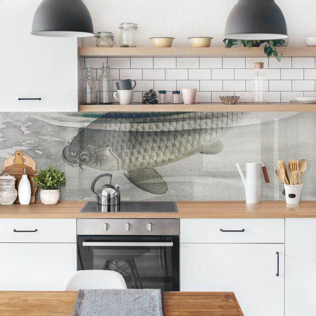 Kitchen wall cladding - Vintage Illustration Asian Fish IIl