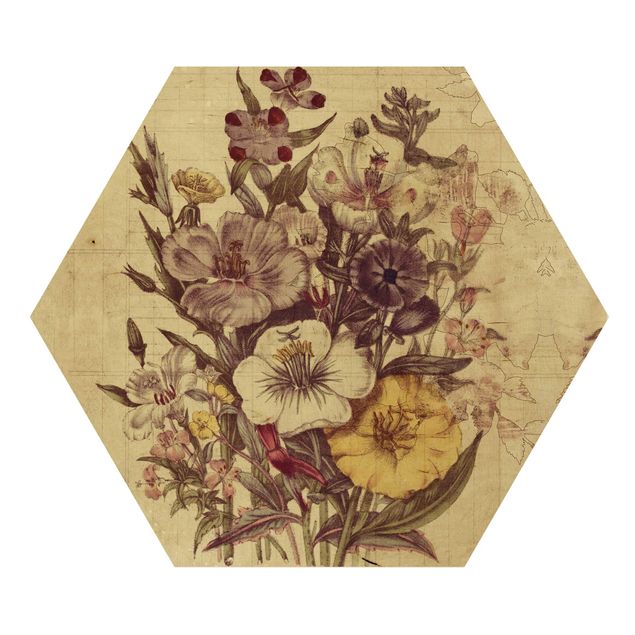 Wooden hexagon - Vintage Letter Bouquet