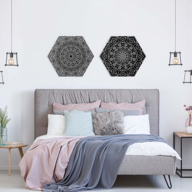 Forex hexagon - Mandala Flower Star Pattern Black
