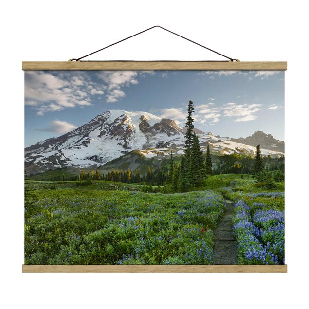 Fabric print with poster hangers - Mountain View Meadow Path