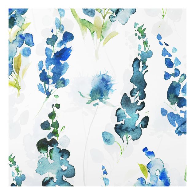 Splashback - Magnificent Flowers In Blue - Square 1:1