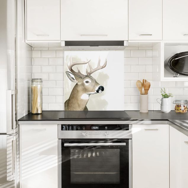 Glass splashback kitchen Forest Friends - Deer