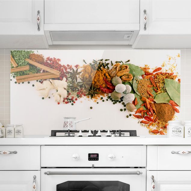 Glass splashback kitchen spices and herbs Spices And Dried Herbs