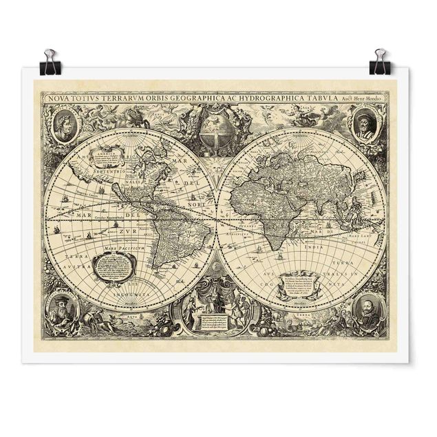 Poster - Vintage World Map Antique Illustration
