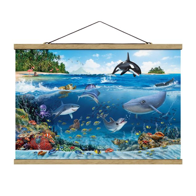 Fabric print with poster hangers - Animal Club International - Underwater World With Animals