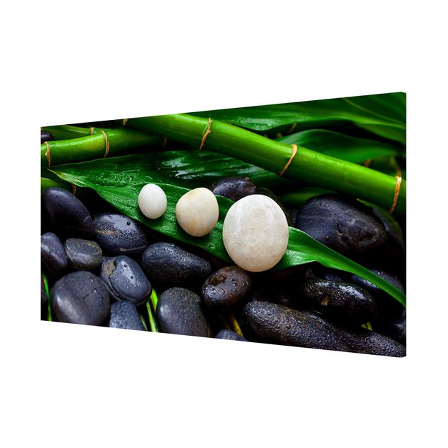 Magnetic memo board - Green Bamboo With Zen Stones
