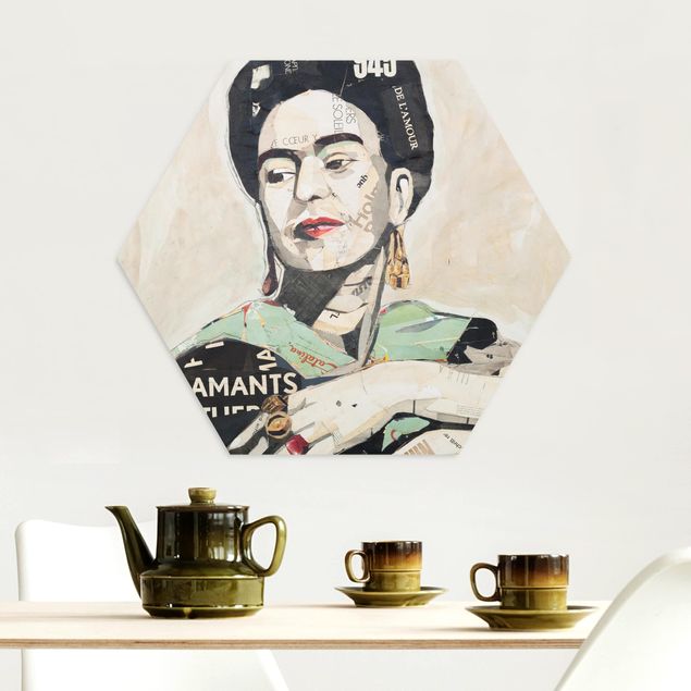 Alu-Dibond hexagon - Frida Kahlo - Collage No.4