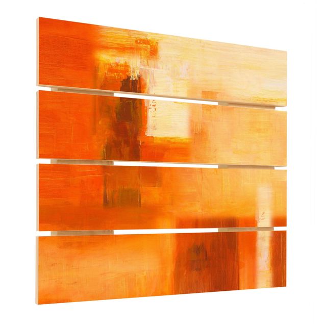 Print on wood - Composition In Orange And Brown 02