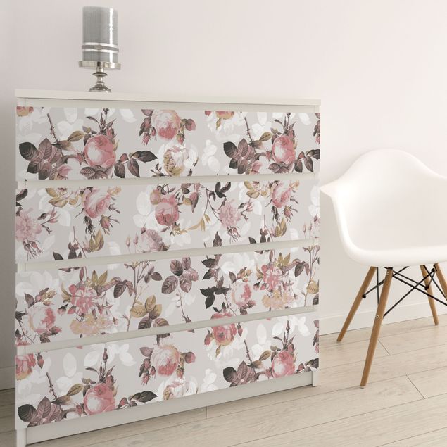 Adhesive film for furniture - Vintage Floral Pattern With Roses