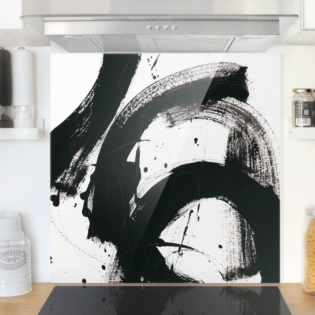 Glass splashback kitchen abstract Moving Onyx
