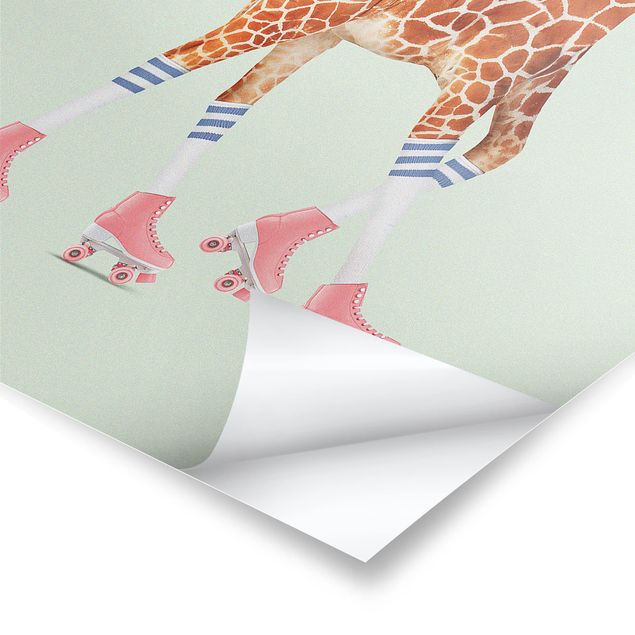 Poster animals - Giraffe With Roller Skates