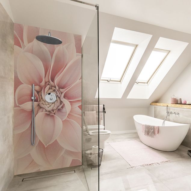 Shower wall panels Dahlia In Powder Pink