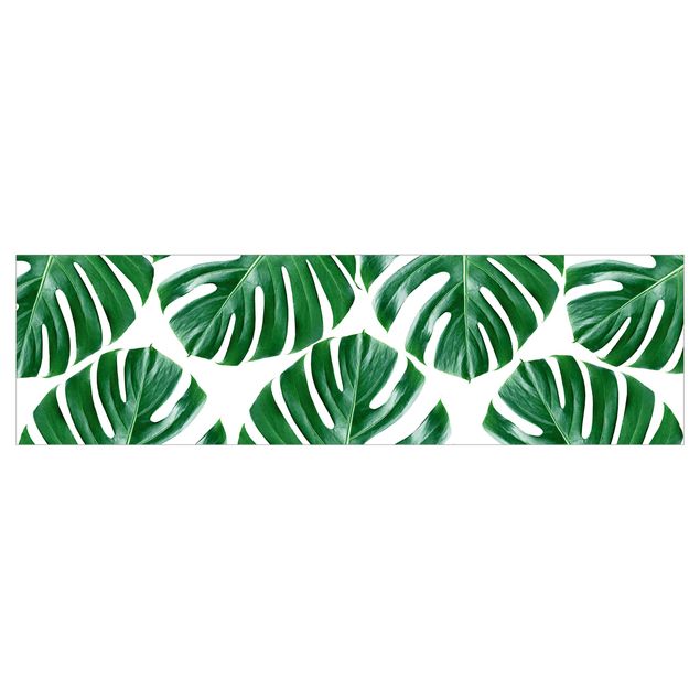 Kitchen wall cladding - Tropical Green Leaves Monstera