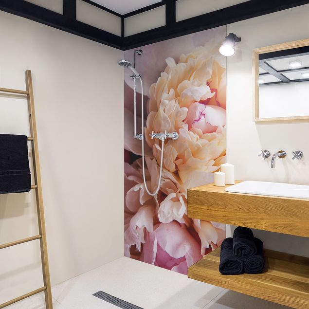 Shower wall cladding - Blooming Peonies