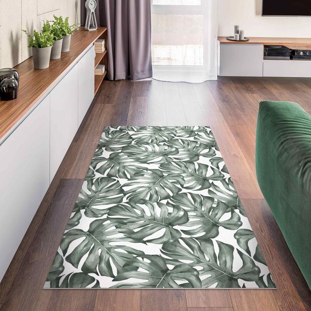 Outdoor rugs Watercolour Monstera Leaves In Green