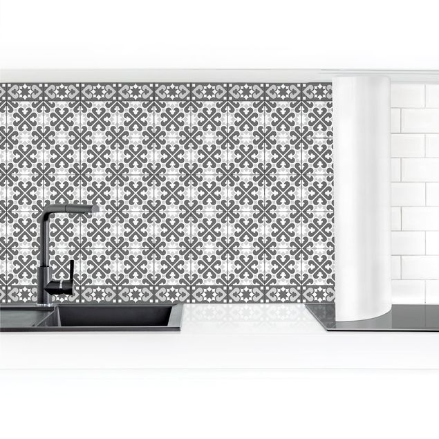 Kitchen wall cladding - Geometrical Tile Mix Hearts Grey