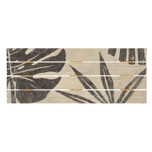 Print on wood - Palm Leaves Light Grey Backdrop
