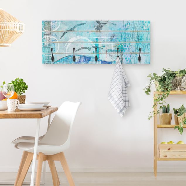 Coat rack - Colourful Collage - Blue Fish