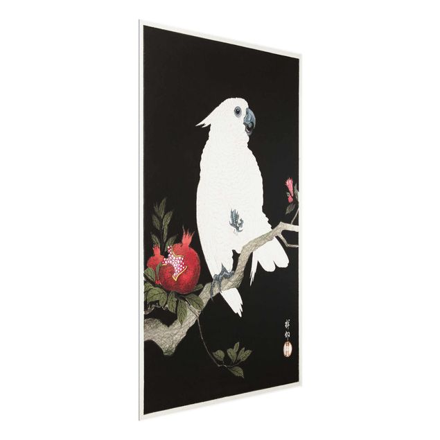 Glass print - Asian Vintage Illustration White Cockatoo