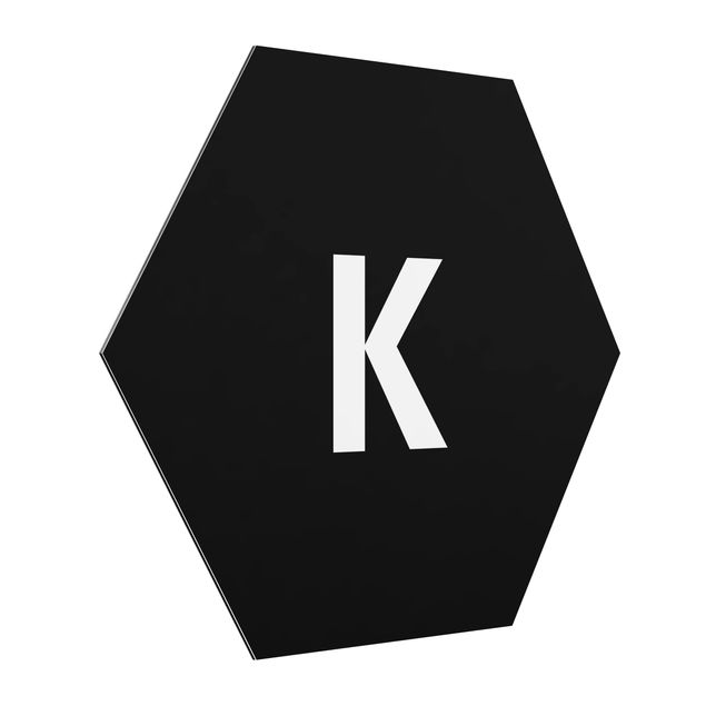 Alu-Dibond hexagon - Letter Black K