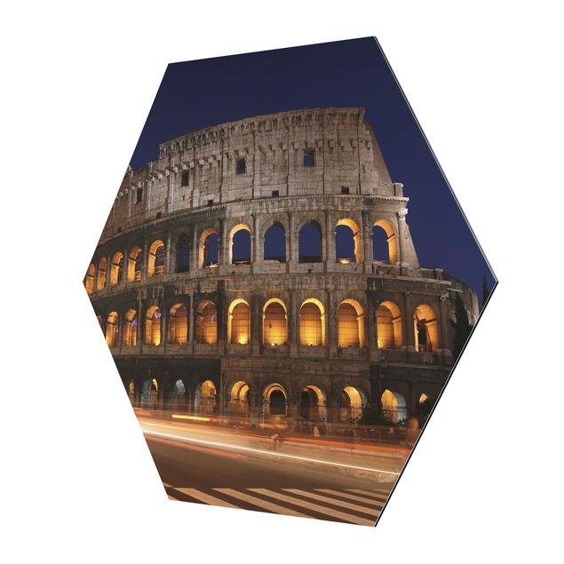 Alu-Dibond hexagon - Colosseum in Rome at night