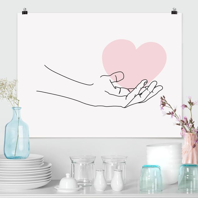Poster - Hand With Heart Line Art
