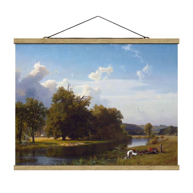 Fabric print with poster hangers - Albert Bierstadt - A River Landscape, Westphalia