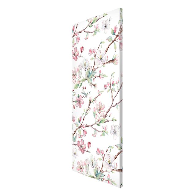 Magnetic memo board - Watercolour Branches Of Apple Blossom In Light Pink And White